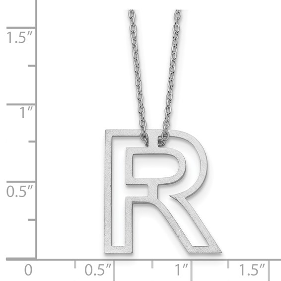 Sterling Silver Cut Out Slide Initial R Necklace