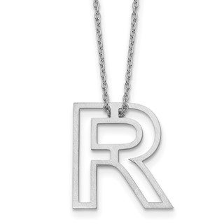 Sterling Silver Cut Out Slide Initial R Necklace