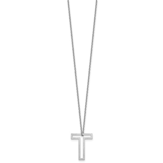 Sterling Silver Cut Out Slide Initial T Necklace