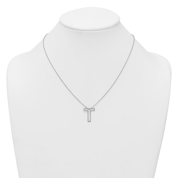 Sterling Silver Cut Out Slide Initial T Necklace