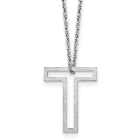 Sterling Silver Cut Out Slide Initial T Necklace