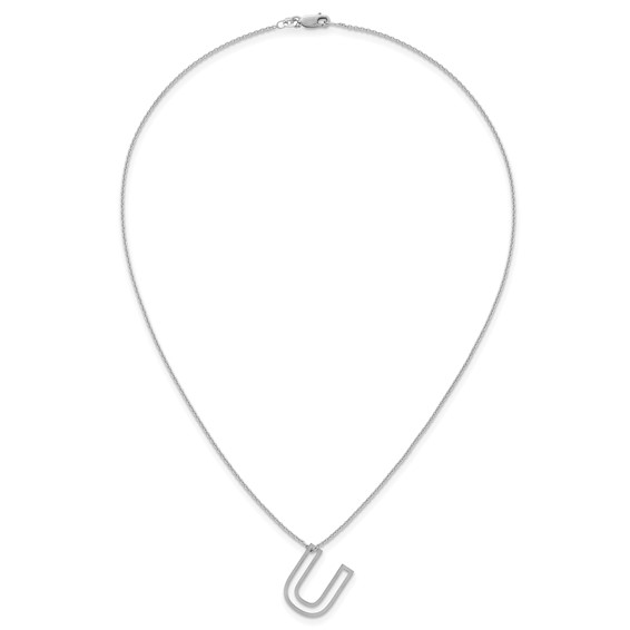 Sterling Silver Cut Out Slide Initial U Necklace