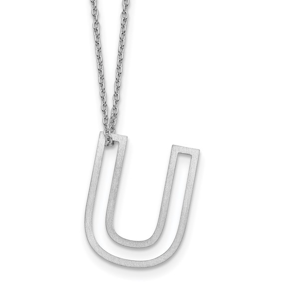Sterling Silver Cut Out Slide Initial U Necklace