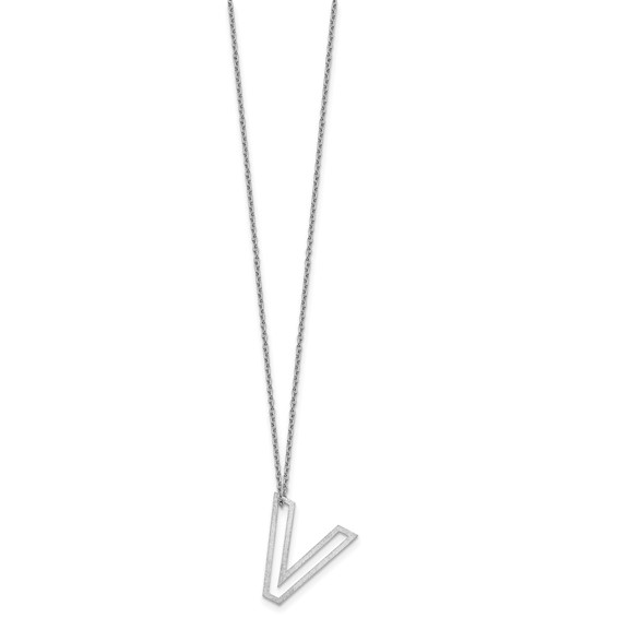 Sterling Silver Cut Out Slide Initial V Necklace