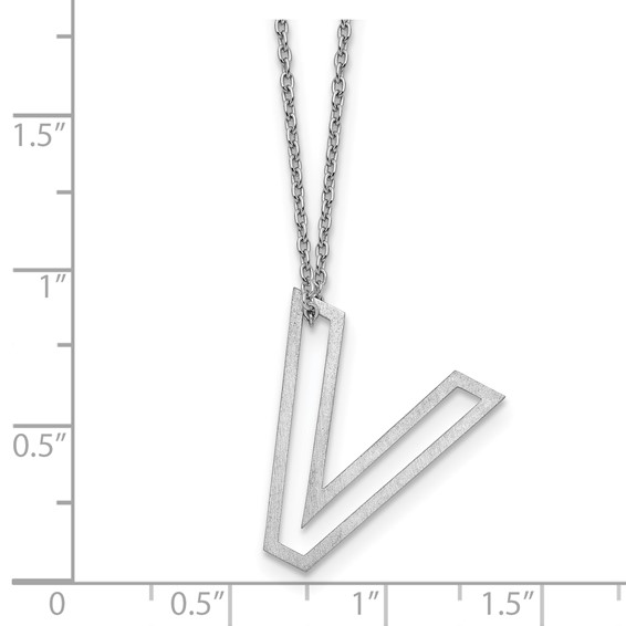 Sterling Silver Cut Out Slide Initial V Necklace