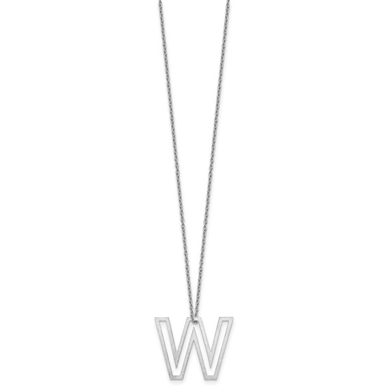 Sterling Silver Cut Out Slide Initial W Necklace
