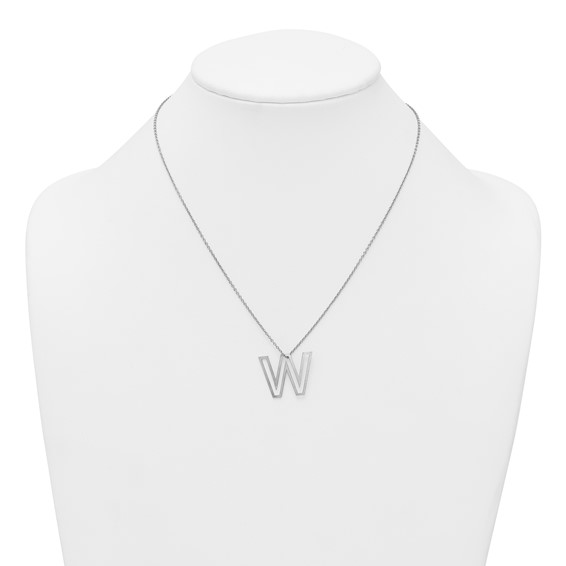 Sterling Silver Cut Out Slide Initial W Necklace