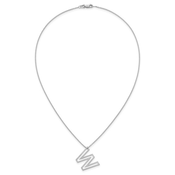 Sterling Silver Cut Out Slide Initial W Necklace