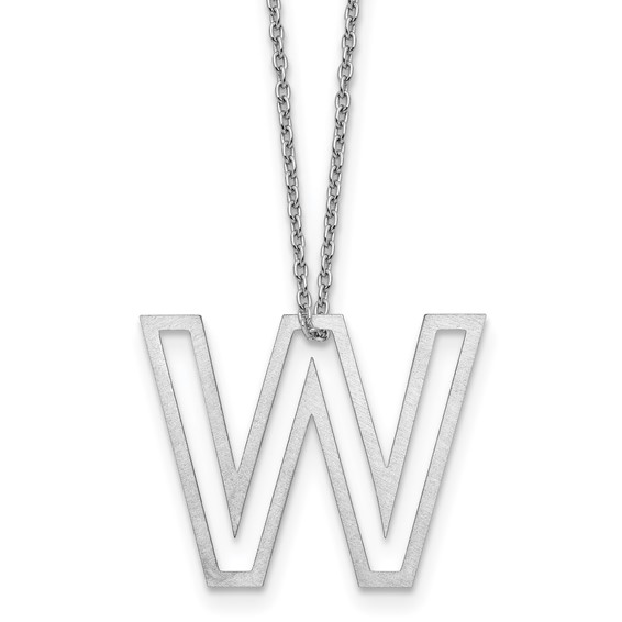 Sterling Silver Cut Out Slide Initial W Necklace