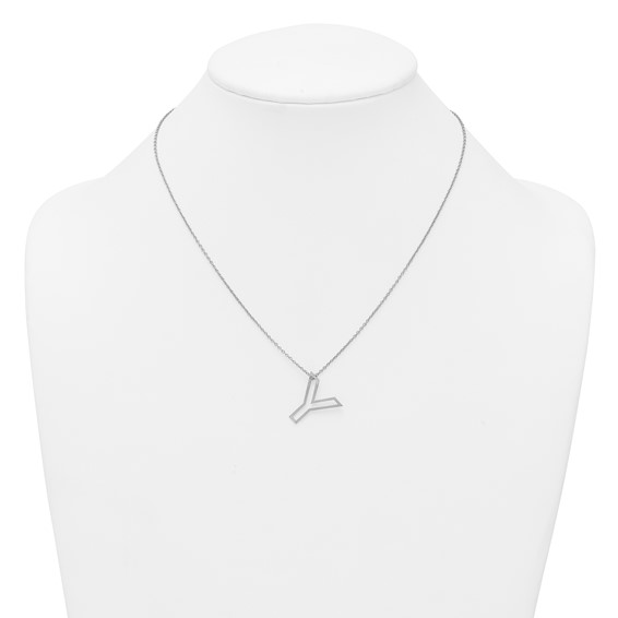 Sterling Silver Cut Out Slide Initial Y Necklace