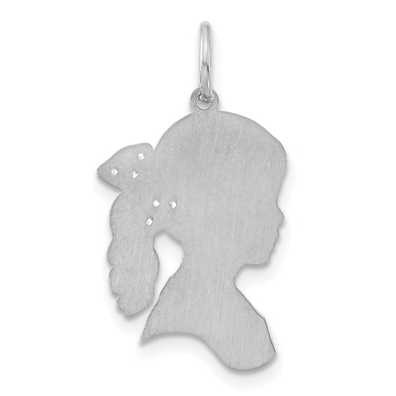 14k White Gold Girls Silhouette with Diamond Bow Charm