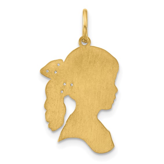 14k Yellow Gold Girls Silhouette with Diamond Bow Charm