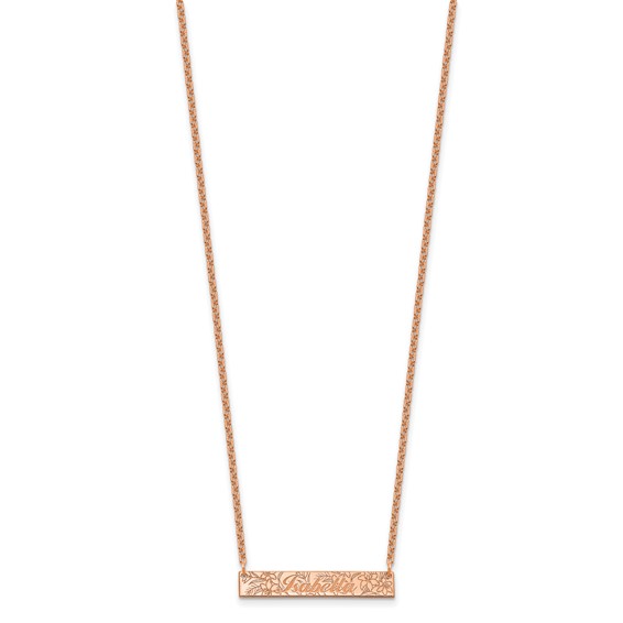 SS/Rose Gold-Plated Name and Birth Flower Bar Necklace