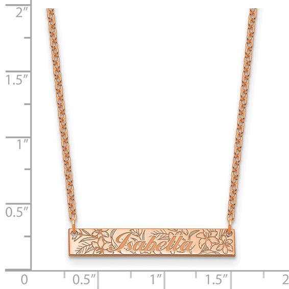 SS/Rose Gold-Plated Name and Birth Flower Bar Necklace