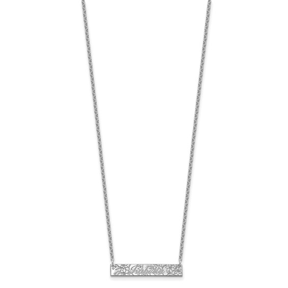 SS/Rhodium-plated  Name and Birth Flower Bar Necklace