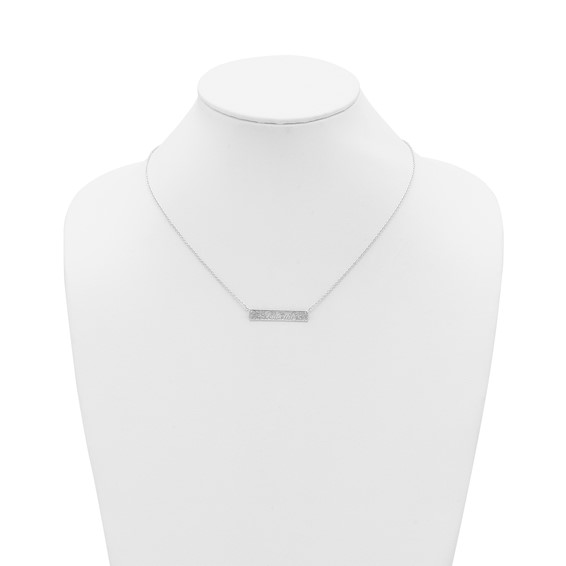 SS/Rhodium-plated  Name and Birth Flower Bar Necklace