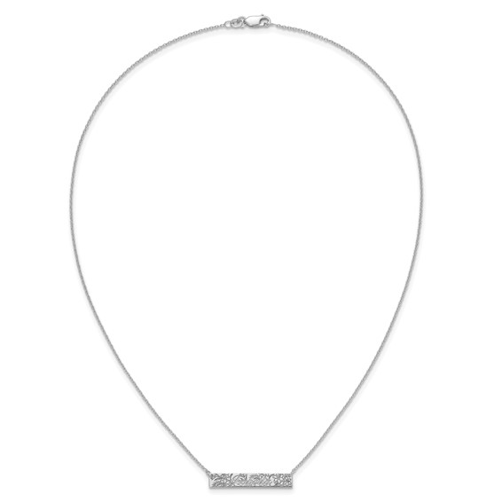 SS/Rhodium-plated  Name and Birth Flower Bar Necklace