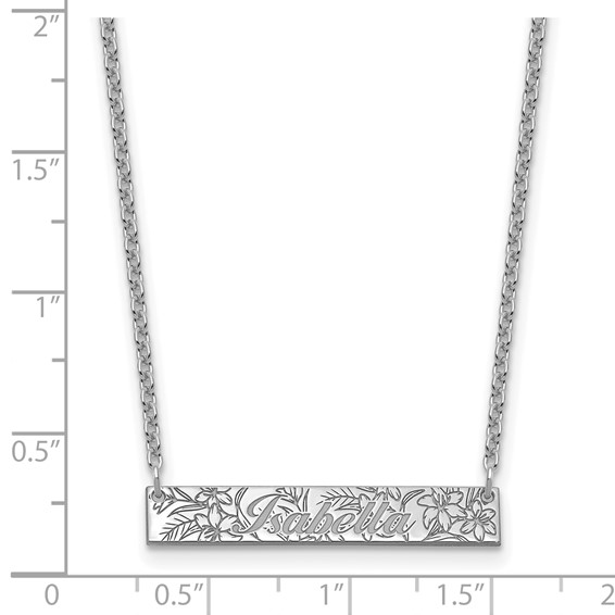 SS/Rhodium-plated  Name and Birth Flower Bar Necklace