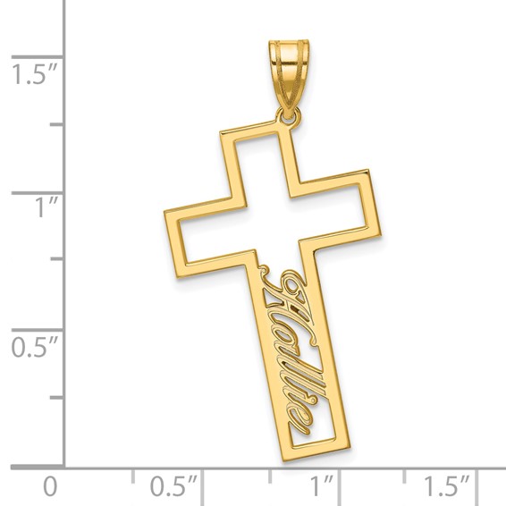 Sterling Silver/Gold-Plated Cut Out Cross with Name Pendant