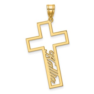 Sterling Silver/Gold-Plated Cut Out Cross with Name Pendant