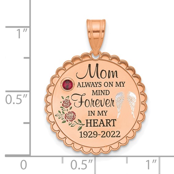 14k Rose Gold FOREVER IN MY HEART with Birthstone Charm