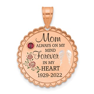 14k Rose Gold FOREVER IN MY HEART with Birthstone Charm