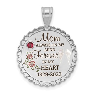14k White Gold FOREVER IN MY HEART with Birthstone Charm