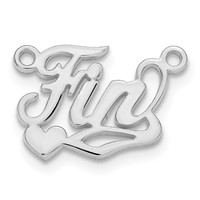 Sterling Silver Rhodium-plated Polished Heart Name Plate view 2