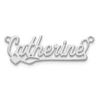 Sterling Silver Rhodium-plated Polished Heart Name Plate view 5