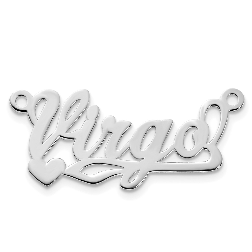 Sterling Silver/Rhodium-plated Polished Heart Name Plate