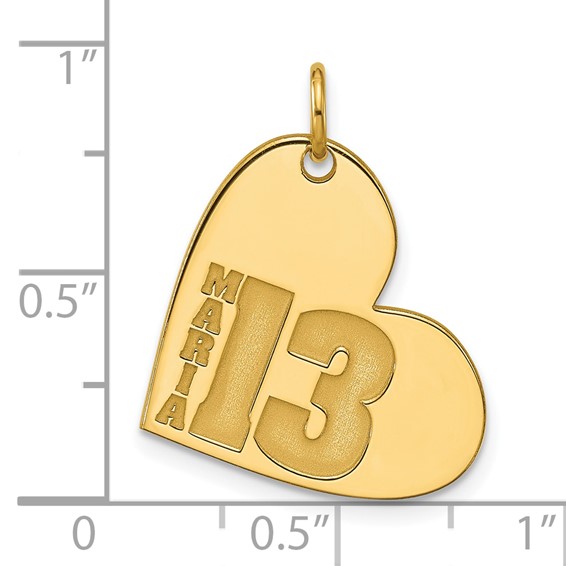 Sterling Silver/Gold-Plated Heart with Name and Number Charm