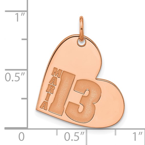 SS/Rose Gold-Plated Heart with Name and Number Charm