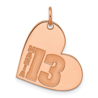 SS/Rose Gold-Plated Heart with Name and Number Charm