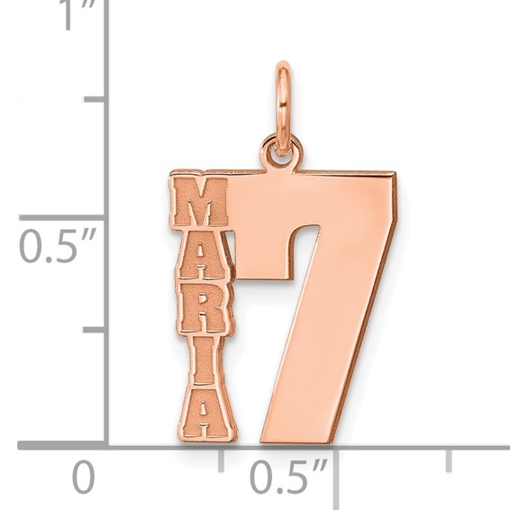 Sterling Silver/Rose Gold-Plated Name and Number Charm