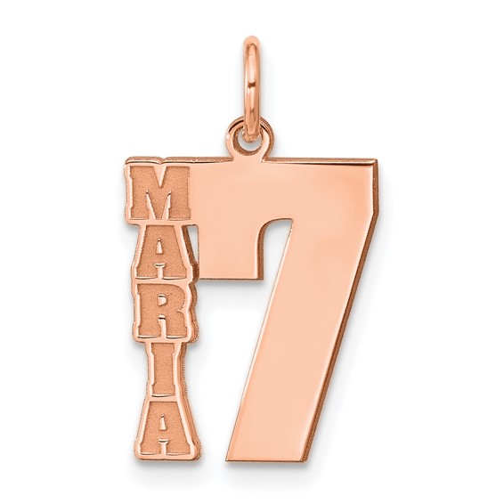 Sterling Silver/Rose Gold-Plated Name and Number Charm