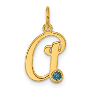 Sterling Silver/Gold-plated Initial with Birthstone Charm