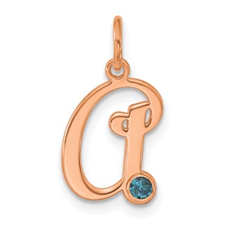 Sterling Silver/Rose-plated Initial with Birthstone Charm
