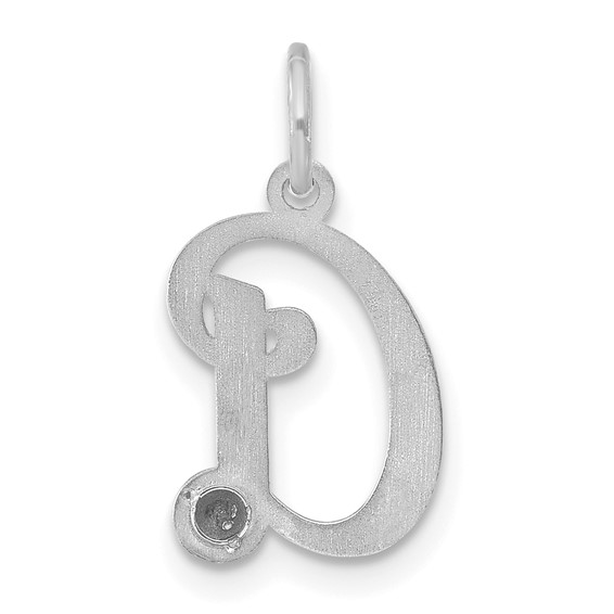 Sterling Silver/Rhodium-plated Initial with Birthstone Charm