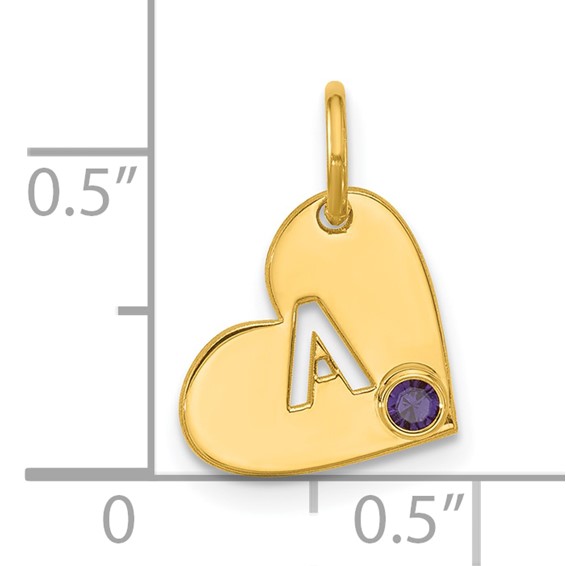SS/Gold-plated Cut-out Initial Heart with Birthstone Charm