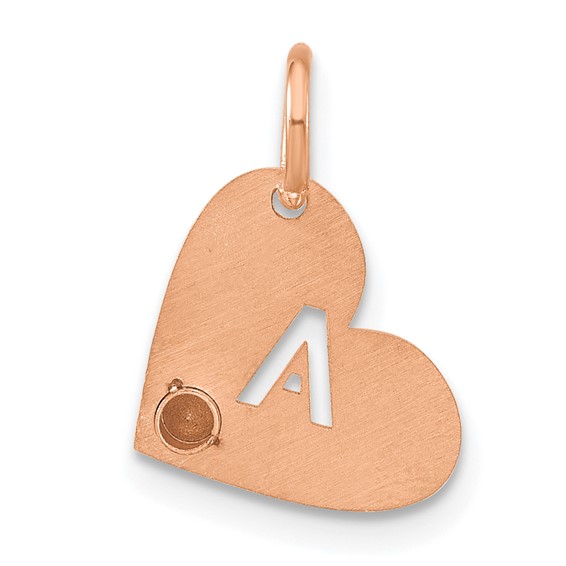 SS/Rose-plated Cut-out Initial Heart with Birthstone Charm