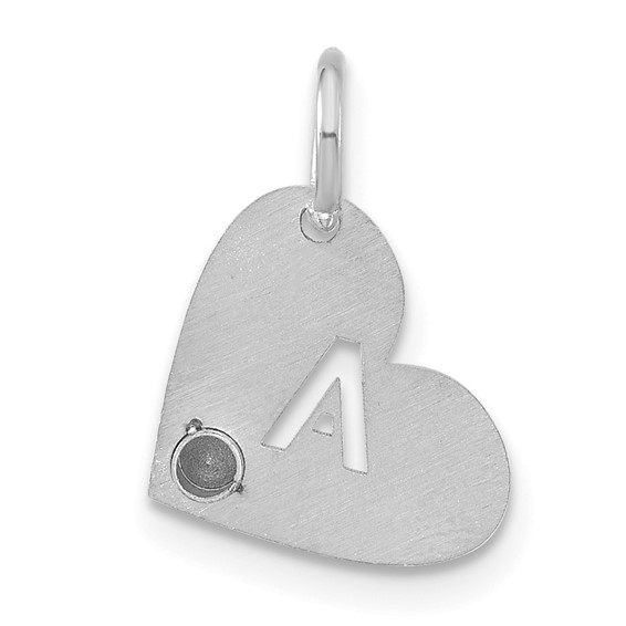 SS/Rhod-plated Cut-out Initial Heart with Birthstone Charm