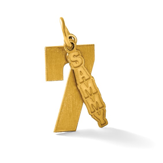 Sterling Silver/Gold-Plated 2 Piece Satin Name with Number Charm