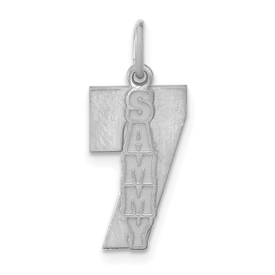 SS/Rhodium-plated 2 Piece Satin Name with Number Charm