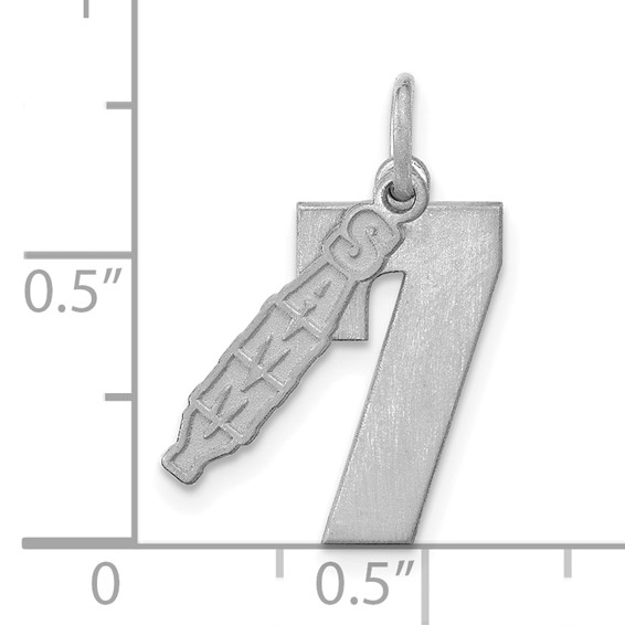 SS/Rhodium-plated 2 Piece Satin Name with Number Charm