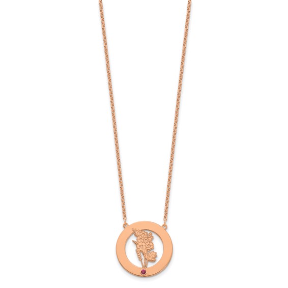 SS/Rose-plated Circle w/1 Birth Flower and Birthstone Necklace