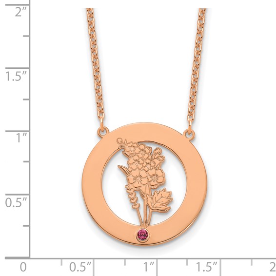 SS/Rose-plated Circle w/1 Birth Flower and Birthstone Necklace