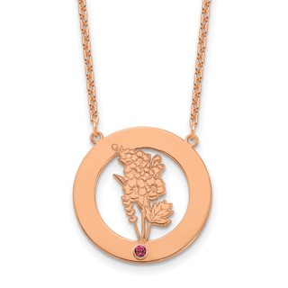SS/Rose-plated Circle w/1 Birth Flower and Birthstone Necklace