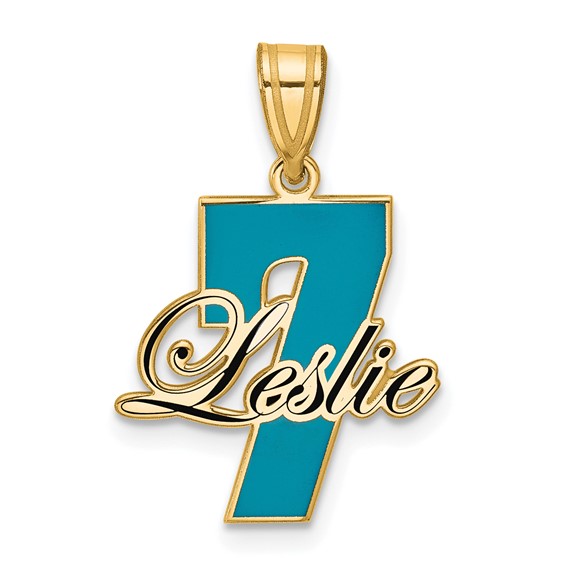 Sterling Silver/Gold-Plated with Epoxy Name and Number Pendant