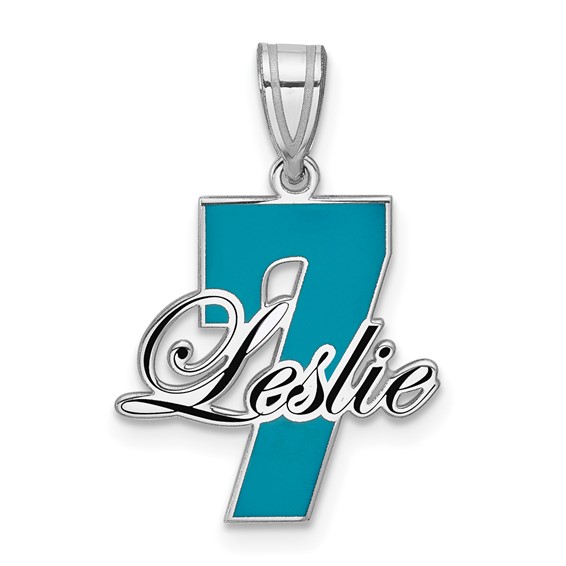 SS/Rhodium-plated with Epoxy Name and Number Pendant