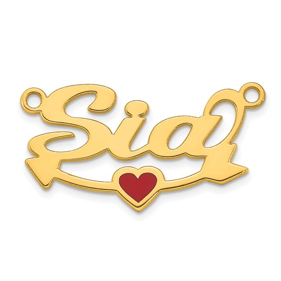 Sterling Silver/Gold-plated Epoxy Heart and Arrow Name Plate